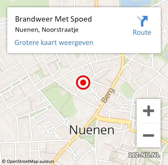 Locatie op kaart van de 112 melding: Brandweer Met Spoed Naar Nuenen, Noorstraatje op 29 juni 2024 11:19