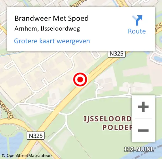 Locatie op kaart van de 112 melding: Brandweer Met Spoed Naar Arnhem, IJsseloordweg op 29 juni 2024 11:20