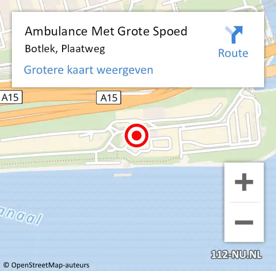 Locatie op kaart van de 112 melding: Ambulance Met Grote Spoed Naar Botlek, Plaatweg op 29 juni 2024 11:27