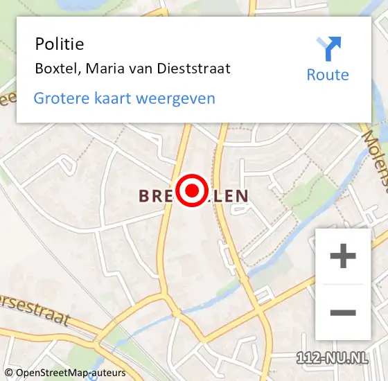 Locatie op kaart van de 112 melding: Politie Boxtel, Maria van Dieststraat op 29 juni 2024 11:30