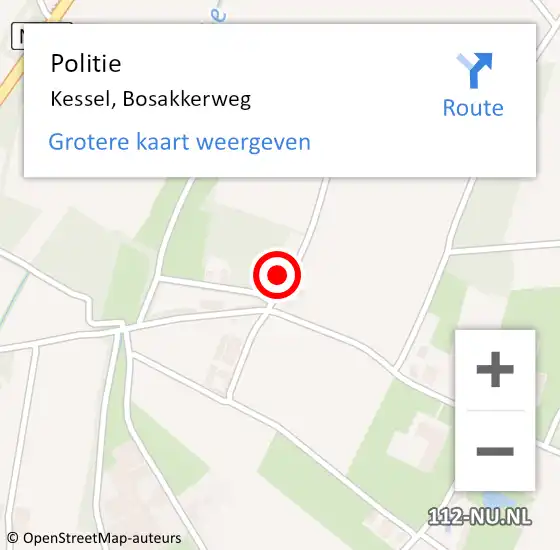 Locatie op kaart van de 112 melding: Politie Kessel, Bosakkerweg op 29 juni 2024 11:31