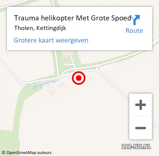 Locatie op kaart van de 112 melding: Trauma helikopter Met Grote Spoed Naar Tholen, Kettingdijk op 29 juni 2024 11:32
