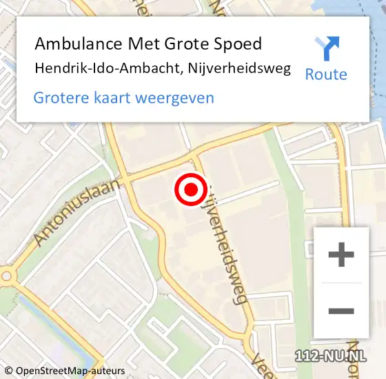 Locatie op kaart van de 112 melding: Ambulance Met Grote Spoed Naar Hendrik-Ido-Ambacht, Nijverheidsweg op 29 juni 2024 11:38