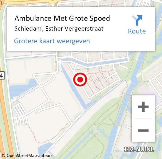 Locatie op kaart van de 112 melding: Ambulance Met Grote Spoed Naar Schiedam, Esther Vergeerstraat op 29 juni 2024 11:45