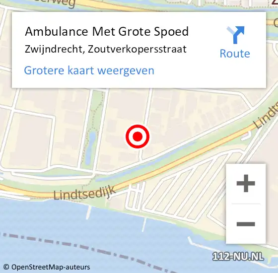 Locatie op kaart van de 112 melding: Ambulance Met Grote Spoed Naar Zwijndrecht, Zoutverkopersstraat op 29 juni 2024 11:47