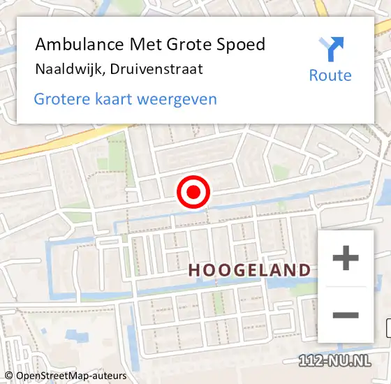 Locatie op kaart van de 112 melding: Ambulance Met Grote Spoed Naar Naaldwijk, Druivenstraat op 29 juni 2024 12:02