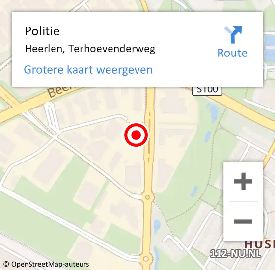 Locatie op kaart van de 112 melding: Politie Heerlen, Terhoevenderweg op 29 juni 2024 12:04