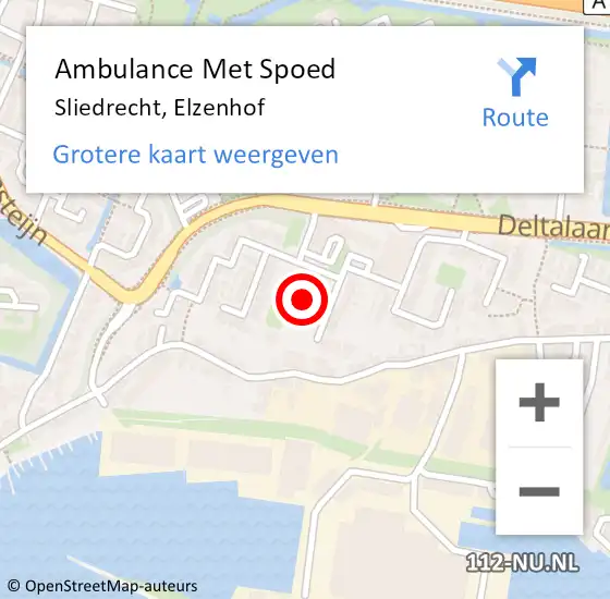 Locatie op kaart van de 112 melding: Ambulance Met Spoed Naar Sliedrecht, Elzenhof op 29 juni 2024 12:04