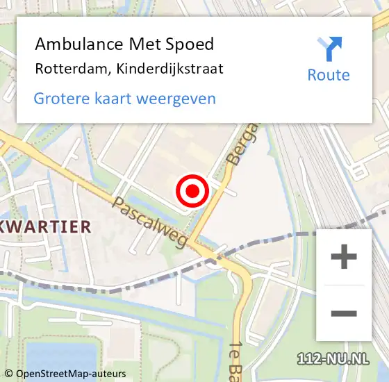 Locatie op kaart van de 112 melding: Ambulance Met Spoed Naar Rotterdam, Kinderdijkstraat op 29 juni 2024 12:13