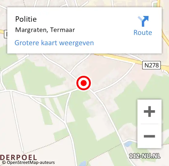 Locatie op kaart van de 112 melding: Politie Margraten, Termaar op 29 juni 2024 12:16