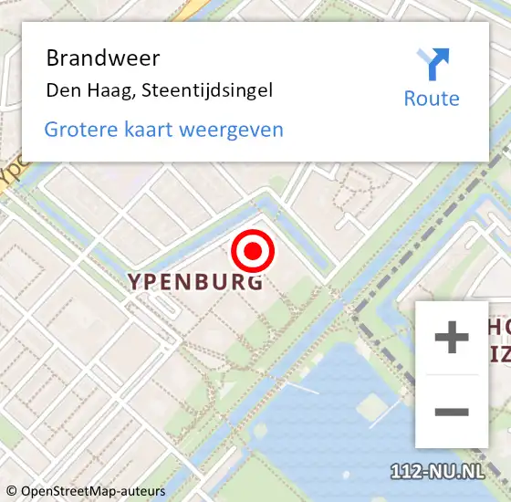 Locatie op kaart van de 112 melding: Brandweer Den Haag, Steentijdsingel op 29 juni 2024 12:17