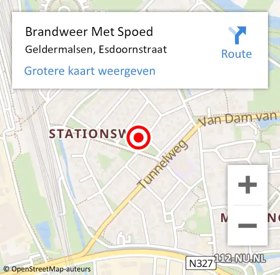 Locatie op kaart van de 112 melding: Brandweer Met Spoed Naar Geldermalsen, Esdoornstraat op 29 juni 2024 12:32