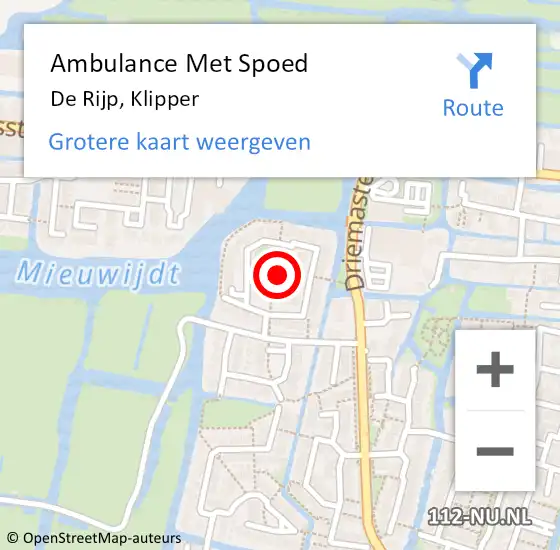 Locatie op kaart van de 112 melding: Ambulance Met Spoed Naar De Rijp, Klipper op 29 juni 2024 13:02