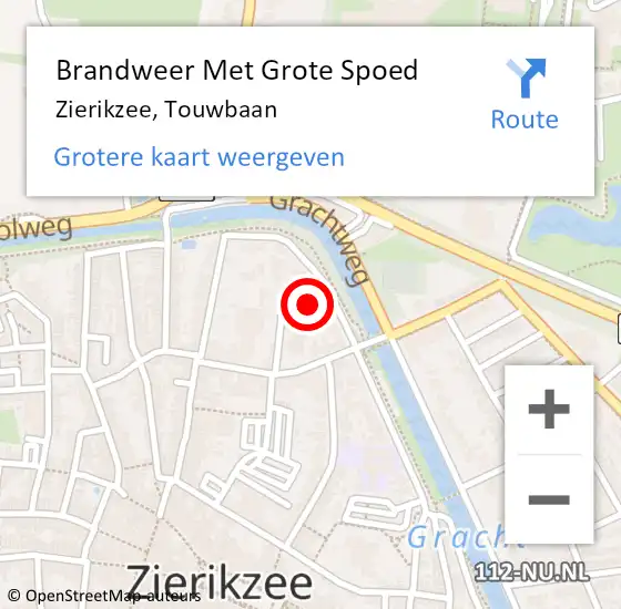 Locatie op kaart van de 112 melding: Brandweer Met Grote Spoed Naar Zierikzee, Touwbaan op 29 juni 2024 13:05