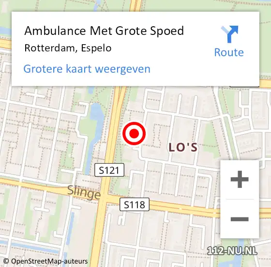 Locatie op kaart van de 112 melding: Ambulance Met Grote Spoed Naar Rotterdam, Espelo op 29 juni 2024 13:20