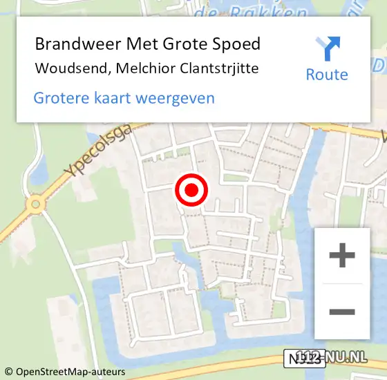 Locatie op kaart van de 112 melding: Brandweer Met Grote Spoed Naar Woudsend, Melchior Clantstrjitte op 29 juni 2024 13:25