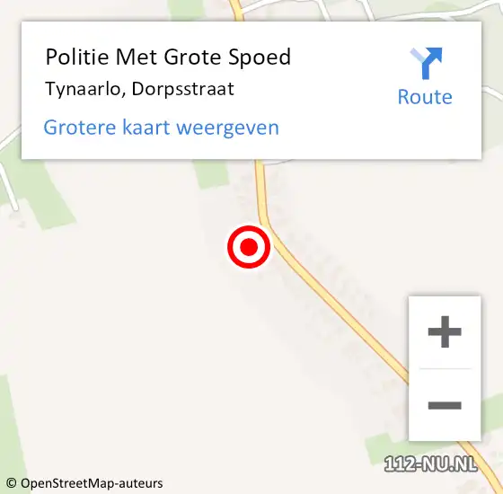 Locatie op kaart van de 112 melding: Politie Met Grote Spoed Naar Tynaarlo, Dorpsstraat op 29 juni 2024 13:39