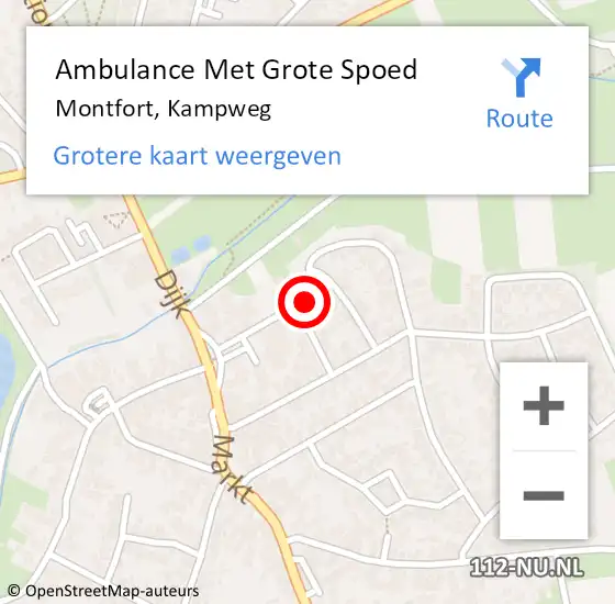 Locatie op kaart van de 112 melding: Ambulance Met Grote Spoed Naar Montfort, Kampweg op 11 oktober 2014 08:43