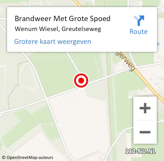 Locatie op kaart van de 112 melding: Brandweer Met Grote Spoed Naar Wenum Wiesel, Greutelseweg op 29 juni 2024 14:04