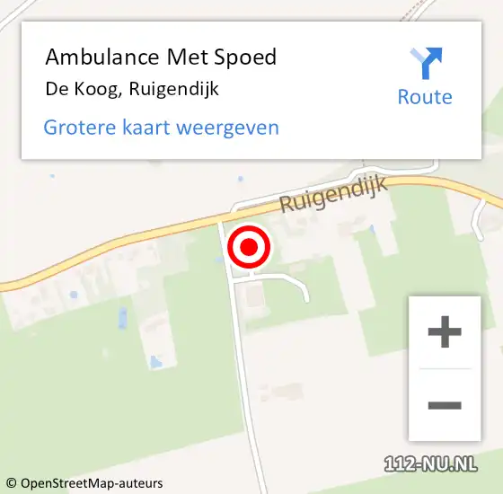 Locatie op kaart van de 112 melding: Ambulance Met Spoed Naar De Koog, Ruigendijk op 29 juni 2024 14:05