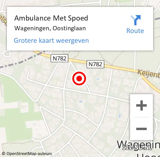 Locatie op kaart van de 112 melding: Ambulance Met Spoed Naar Wageningen, Oostinglaan op 11 oktober 2014 08:48