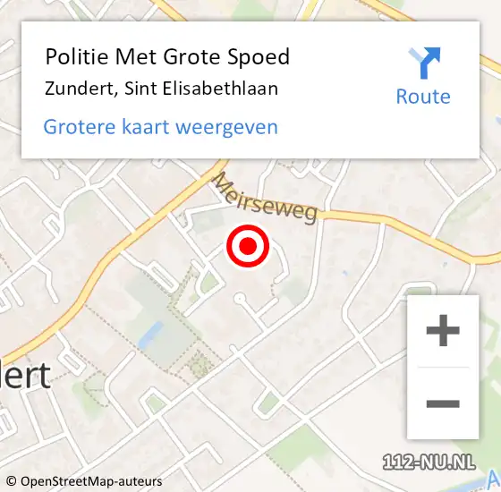 Locatie op kaart van de 112 melding: Politie Met Grote Spoed Naar Zundert, Sint Elisabethlaan op 29 juni 2024 14:22