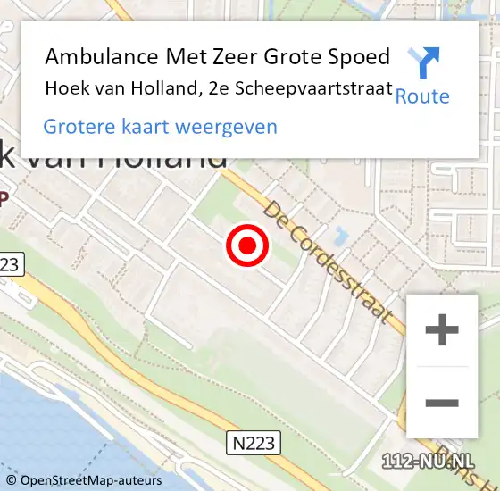 Locatie op kaart van de 112 melding: Ambulance Met Zeer Grote Spoed Naar Hoek van Holland, 2e Scheepvaartstraat op 29 juni 2024 14:27