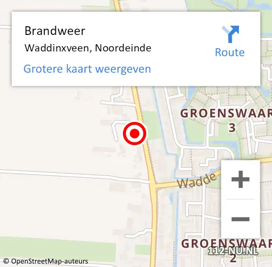 Locatie op kaart van de 112 melding: Brandweer Waddinxveen, Noordeinde op 29 juni 2024 14:32