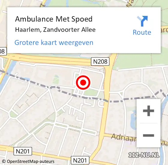 Locatie op kaart van de 112 melding: Ambulance Met Spoed Naar Haarlem, Zandvoorter Allee op 29 juni 2024 14:37