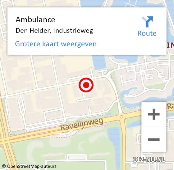 Locatie op kaart van de 112 melding: Ambulance Den Helder, Industrieweg op 29 juni 2024 14:38