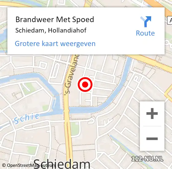 Locatie op kaart van de 112 melding: Brandweer Met Spoed Naar Schiedam, Hollandiahof op 29 juni 2024 14:44