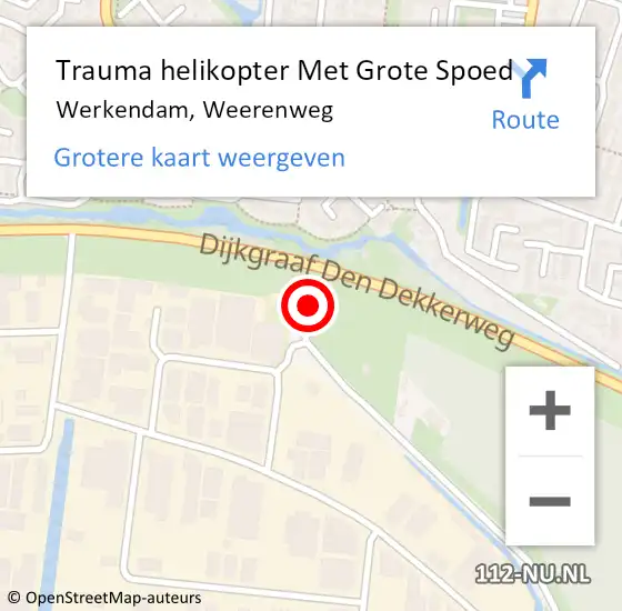 Locatie op kaart van de 112 melding: Trauma helikopter Met Grote Spoed Naar Werkendam, Weerenweg op 29 juni 2024 14:54