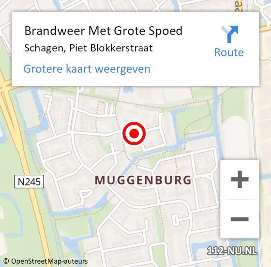 Locatie op kaart van de 112 melding: Brandweer Met Grote Spoed Naar Schagen, Piet Blokkerstraat op 29 juni 2024 14:54