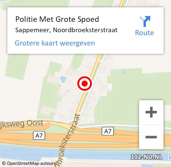 Locatie op kaart van de 112 melding: Politie Met Grote Spoed Naar Sappemeer, Noordbroeksterstraat op 29 juni 2024 14:55