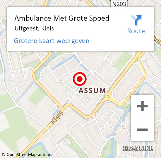 Locatie op kaart van de 112 melding: Ambulance Met Grote Spoed Naar Uitgeest, Kleis op 29 juni 2024 15:07