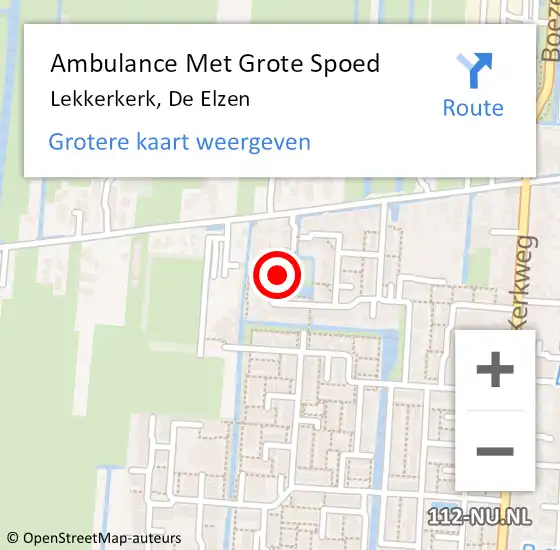 Locatie op kaart van de 112 melding: Ambulance Met Grote Spoed Naar Lekkerkerk, De Elzen op 29 juni 2024 15:13