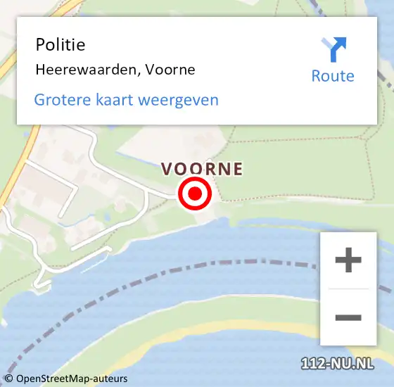 Locatie op kaart van de 112 melding: Politie Heerewaarden, Voorne op 29 juni 2024 15:15