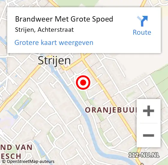 Locatie op kaart van de 112 melding: Brandweer Met Grote Spoed Naar Strijen, Achterstraat op 29 juni 2024 15:38