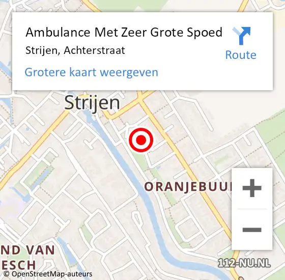 Locatie op kaart van de 112 melding: Ambulance Met Zeer Grote Spoed Naar Strijen, Achterstraat op 29 juni 2024 15:38