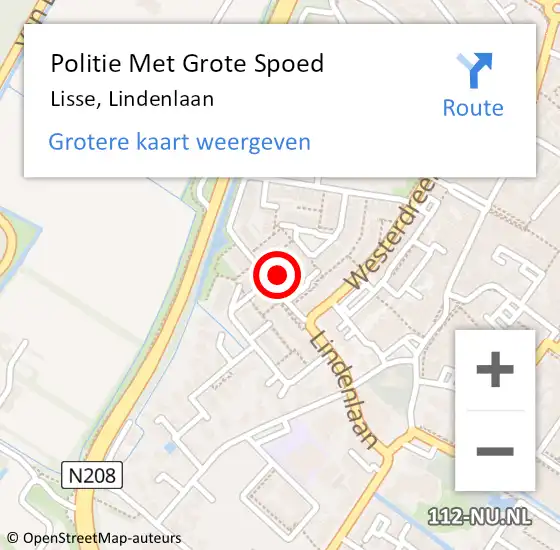 Locatie op kaart van de 112 melding: Politie Met Grote Spoed Naar Lisse, Lindenlaan op 29 juni 2024 15:41