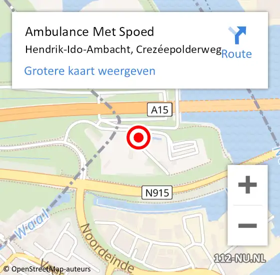 Locatie op kaart van de 112 melding: Ambulance Met Spoed Naar Hendrik-Ido-Ambacht, Crezéepolderweg op 29 juni 2024 15:48