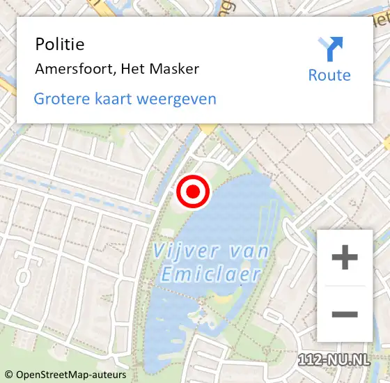 Locatie op kaart van de 112 melding: Politie Amersfoort, Het Masker op 29 juni 2024 15:49