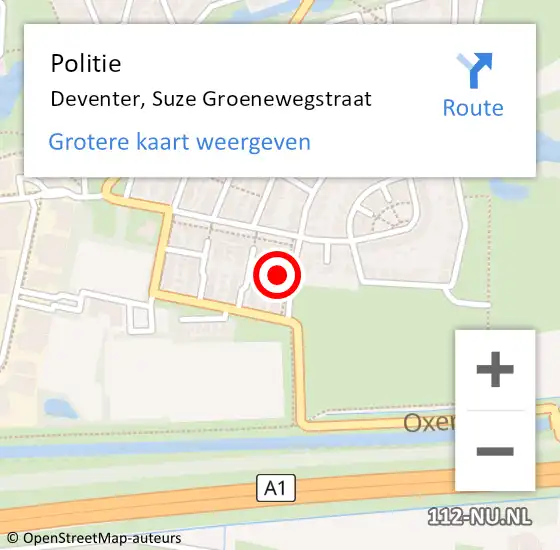 Locatie op kaart van de 112 melding: Politie Deventer, Suze Groenewegstraat op 29 juni 2024 15:59