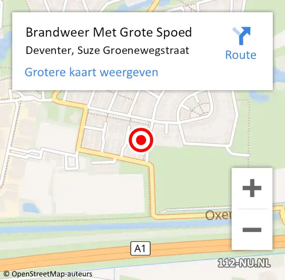 Locatie op kaart van de 112 melding: Brandweer Met Grote Spoed Naar Deventer, Suze Groenewegstraat op 29 juni 2024 16:00