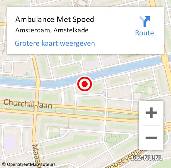 Locatie op kaart van de 112 melding: Ambulance Met Spoed Naar Amsterdam, Amstelkade op 29 juni 2024 16:04