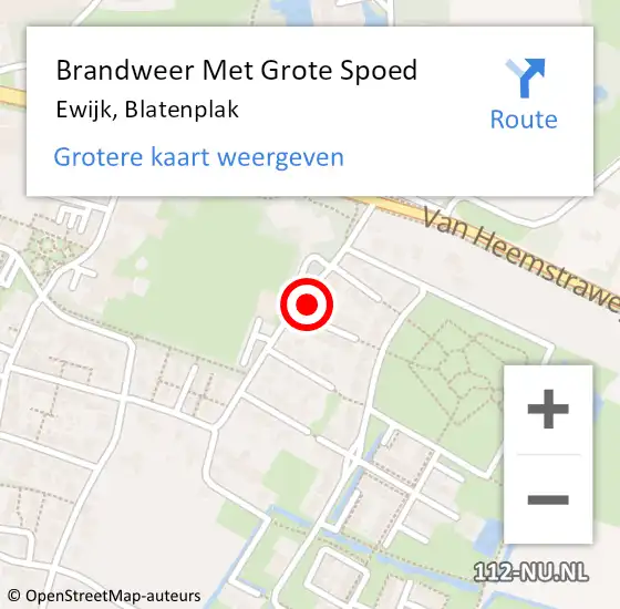 Locatie op kaart van de 112 melding: Brandweer Met Grote Spoed Naar Ewijk, Blatenplak op 29 juni 2024 16:05