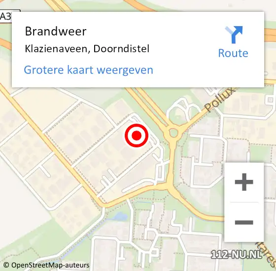 Locatie op kaart van de 112 melding: Brandweer Klazienaveen, Doorndistel op 29 juni 2024 16:09