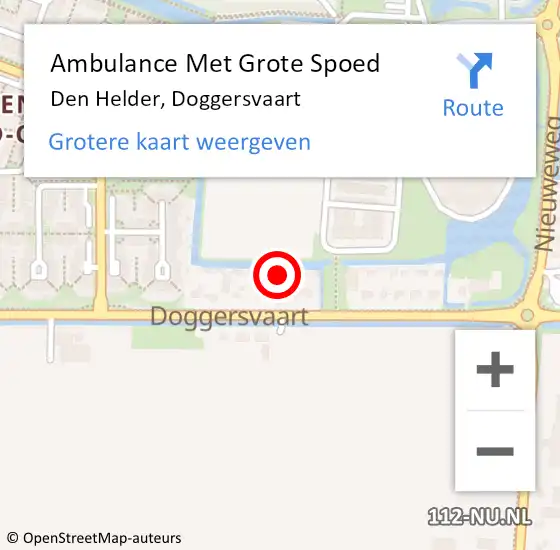 Locatie op kaart van de 112 melding: Ambulance Met Grote Spoed Naar Den Helder, Doggersvaart op 29 juni 2024 16:18