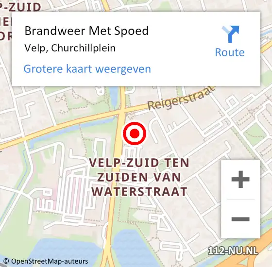 Locatie op kaart van de 112 melding: Brandweer Met Spoed Naar Velp, Churchillplein op 29 juni 2024 16:23