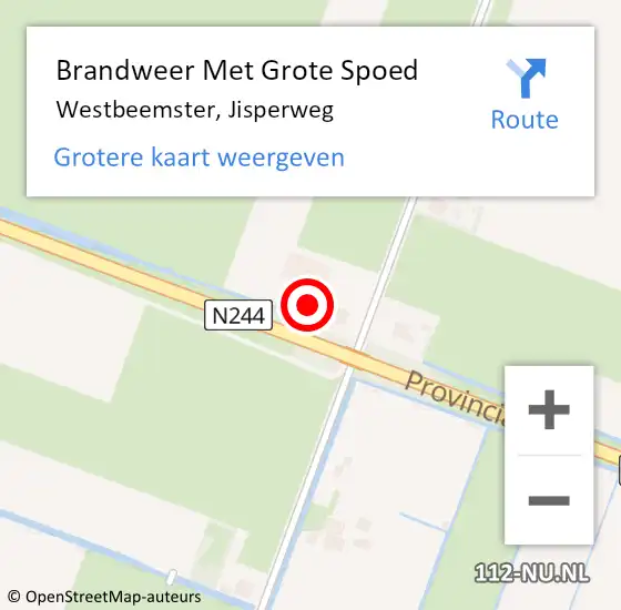 Locatie op kaart van de 112 melding: Brandweer Met Grote Spoed Naar Westbeemster, Jisperweg op 11 oktober 2014 09:11